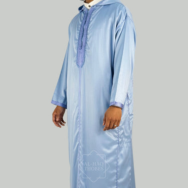 Sky Blue Lightweight Hooded Djellaba for Men