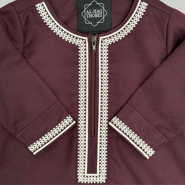 Toddler Luxury Burgundy Embroidered Omani Thobe