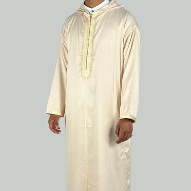 Pearl Beige Lightweight Hooded Djellaba for Men