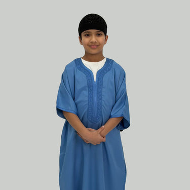 Boys Luxury Azure Blue Moroccan Gandoura Thobe