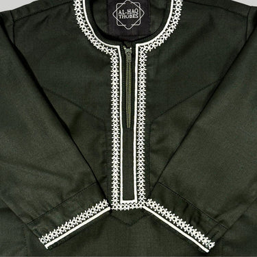 Toddler Luxury Green Embroidered Omani Thobe