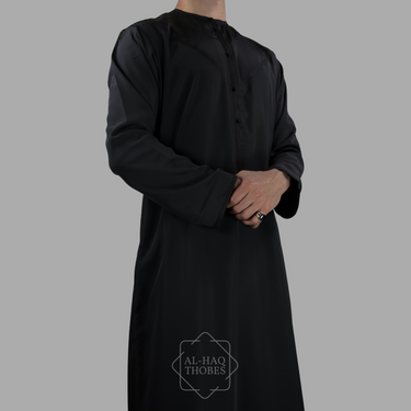 ثوب زبدى إماراتي خفيف الوزن باللون الأسود الفاخر