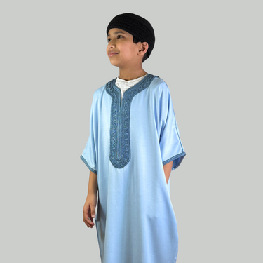 Boy's Luxury Sky Blue Moroccan Gandoura