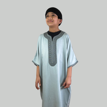 Boy's Luxury Pebble Grey Moroccan Gandoura