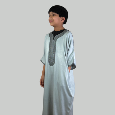 Boy's Luxury Pebble Grey Moroccan Gandoura