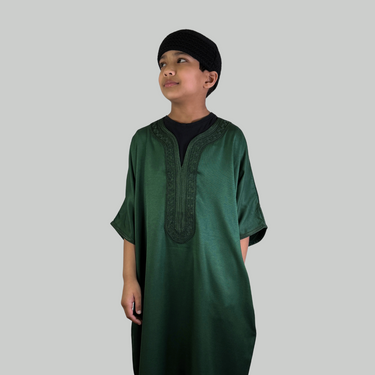 Boy's Luxury Forest Green Moroccan Gandoura