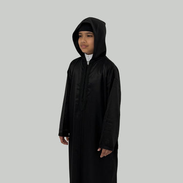 Boys Royal Lightweight Obsidian Black Hooded Moroccan Djellaba