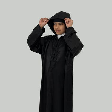 Boys Royal Lightweight Obsidian Black Hooded Moroccan Djellaba