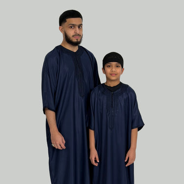 Boy's Luxury Ocean Blue Zipped Moroccan Gandoura