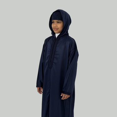 Boys Royal Lightweight Navy Blue Hooded Moroccan Djellaba