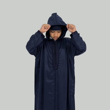 Boys Royal Lightweight Navy Blue Hooded Moroccan Djellaba