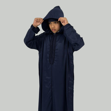 Boys Royal Lightweight Navy Blue Hooded Moroccan Djellaba